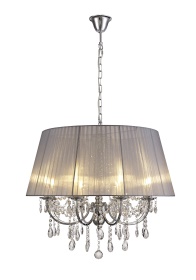 Olivia Polished Chrome-Grey Crystal Ceiling Lights Diyas Contemporary Crystal Ceiling Lights